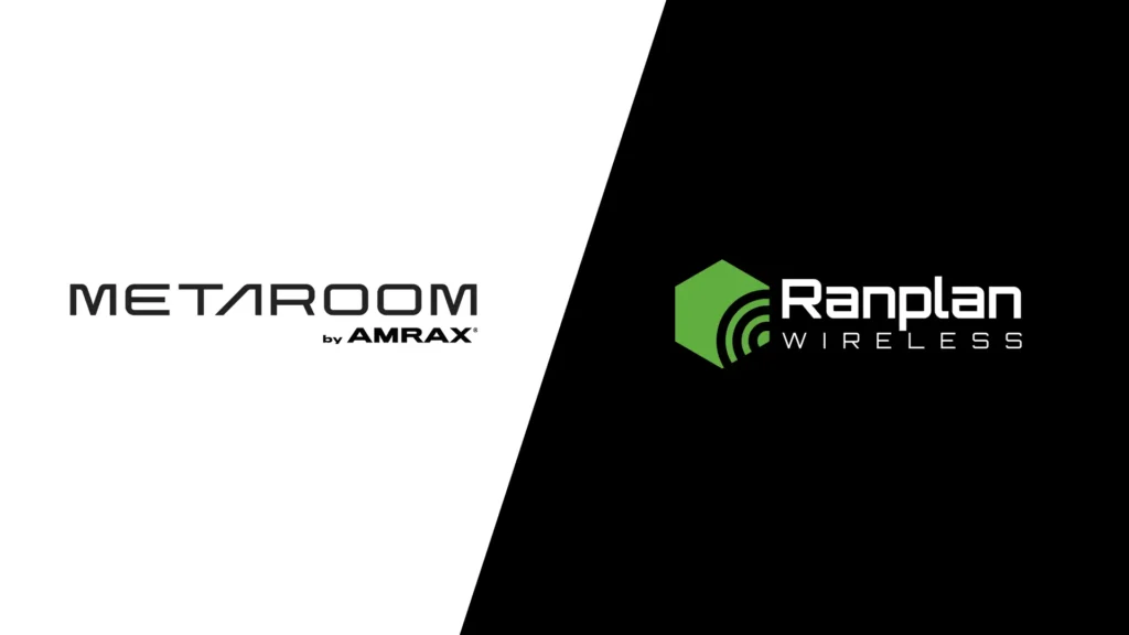 Split image showing the Metaroom logo and the Ranplan Wireless logo.