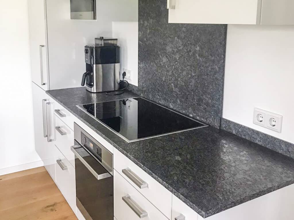 Kitchen with stone finishing.