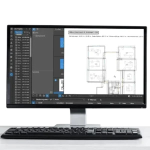 Desktop computer with Bluebeam software on the screen